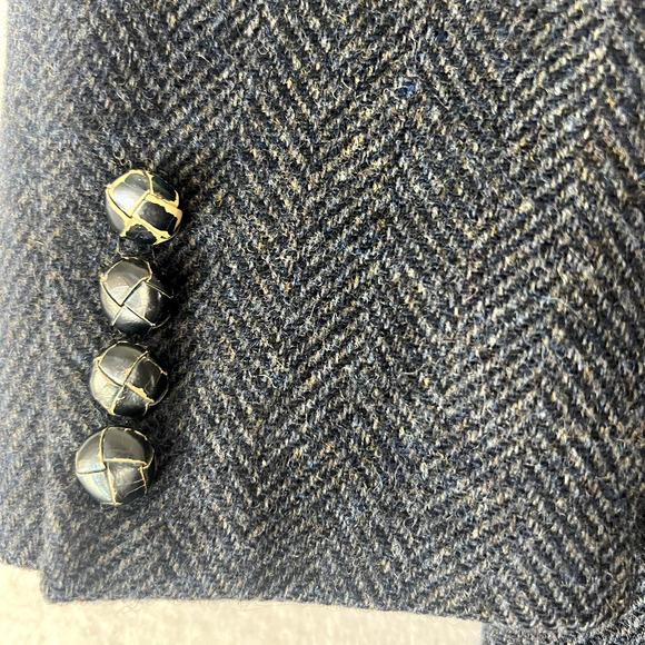 Imperial By Haggar Blazer Sport Coat Men’s 38 100% Wool Blue Herringbone USA - Picture 3 of 16